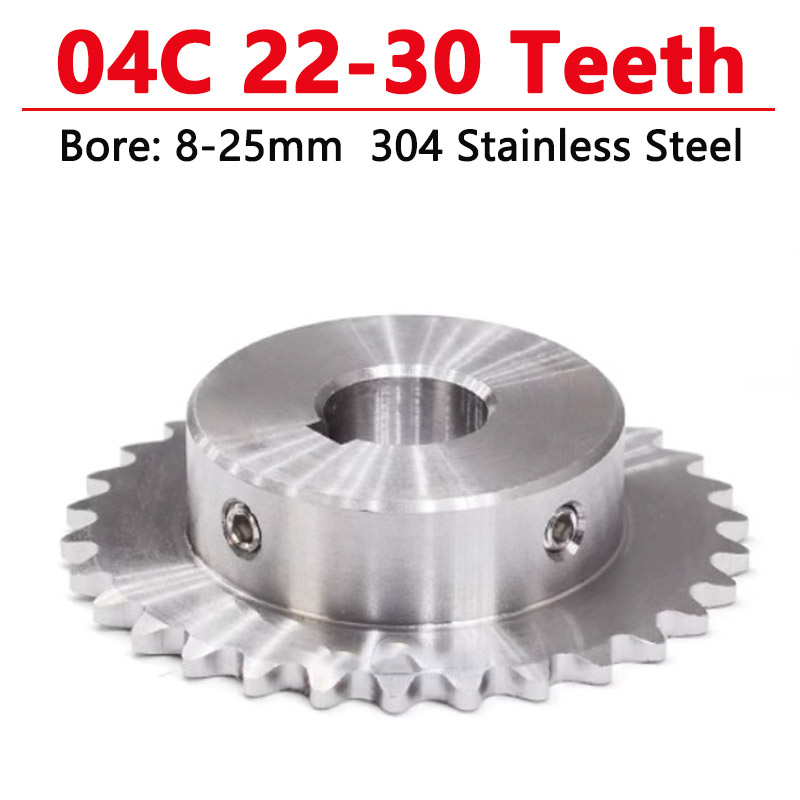 Chain Sprocket Set - 1pc 22-30Teeth 04C 304 Stainless Steel