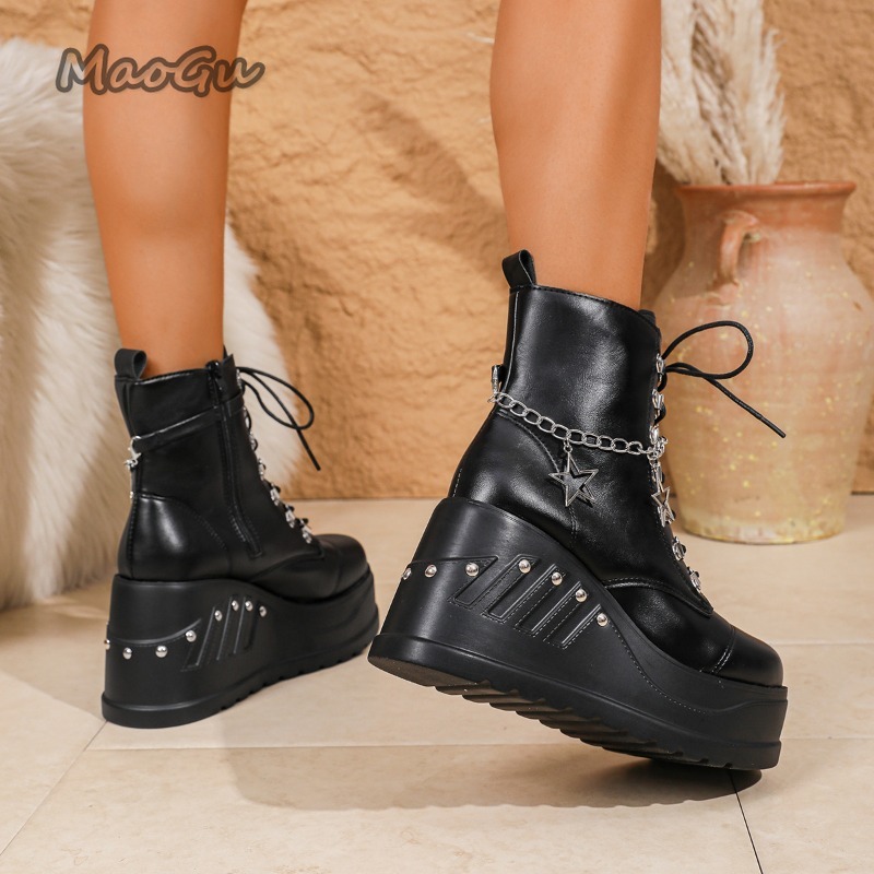 High Platform Women's Ankle Bo - Motorcycle Chain review and price