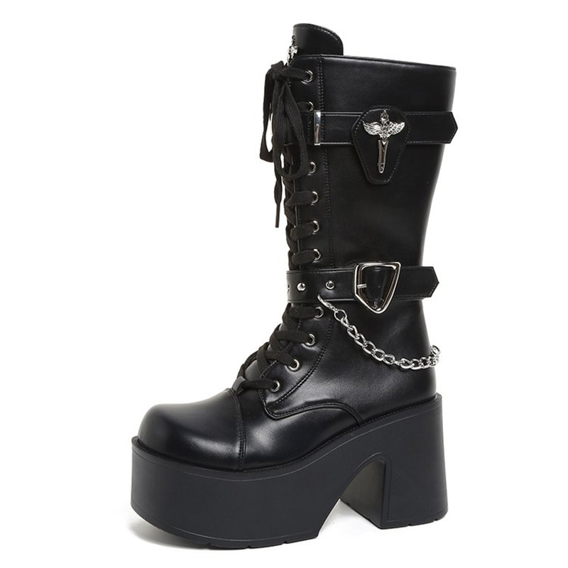 Goth Platform Chunky High Heel - Motorcycle Chain review and price